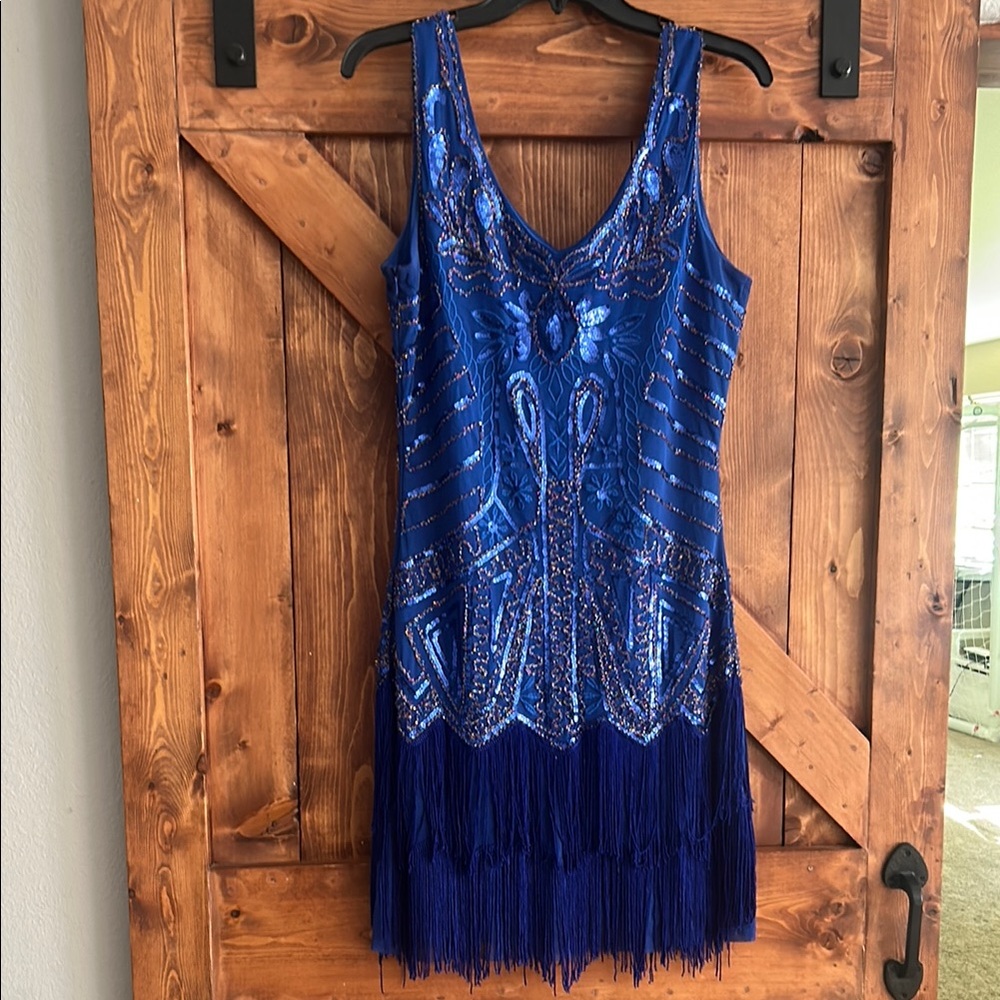 Blue Sequin Fringe Dress
And accessories!